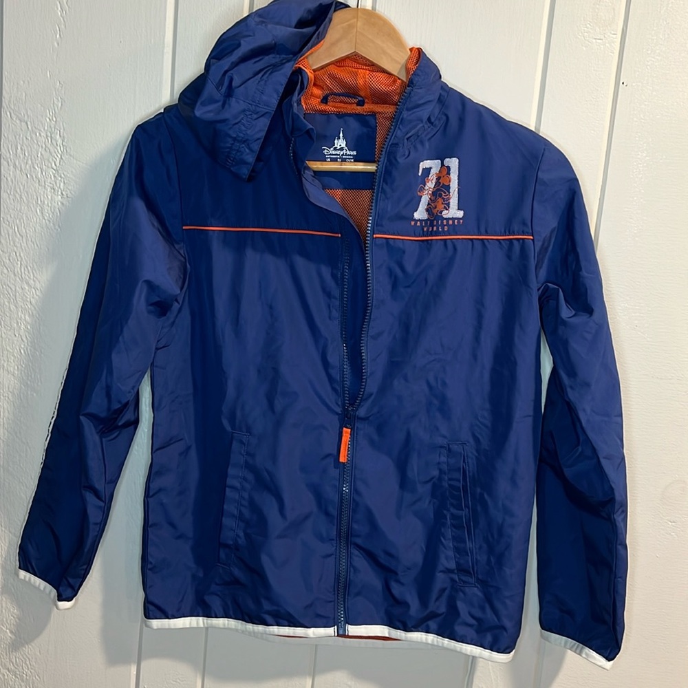 Walt Disney World Rain Jacket Windbreaker Hooded Blue - size Large - Picture 1 of 11